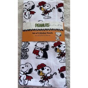 3 Pack Peanuts Snoopy Woodstock Halloween Costumes Kitchen Towels Mummy 16 X 26”